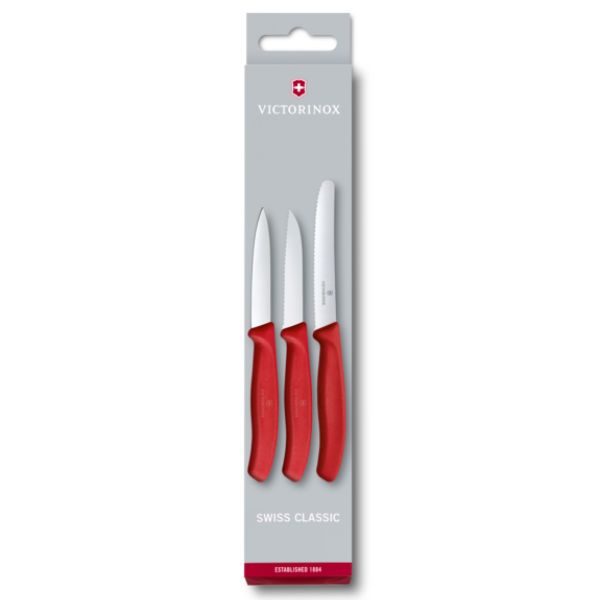 Swiss Classic, paring knife set, 3pcs, red