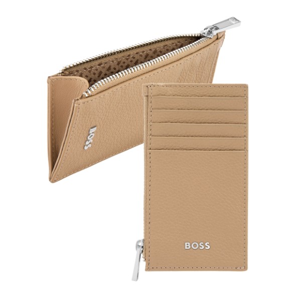 Boss Card holder zip Classic Grained Camel