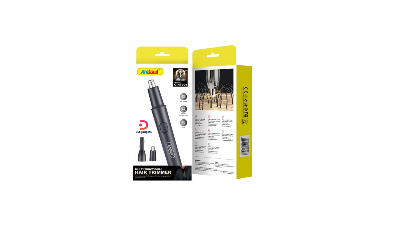 700G#Andowl® Q-HT001 Multi-Functional Cordless Rechargeable Hair Trimmer – Black