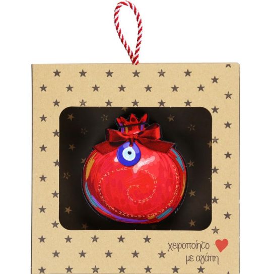 Γούρι επιτραπέζιο 18εκ. – Ρόδι με φιόγκο-Μάτι