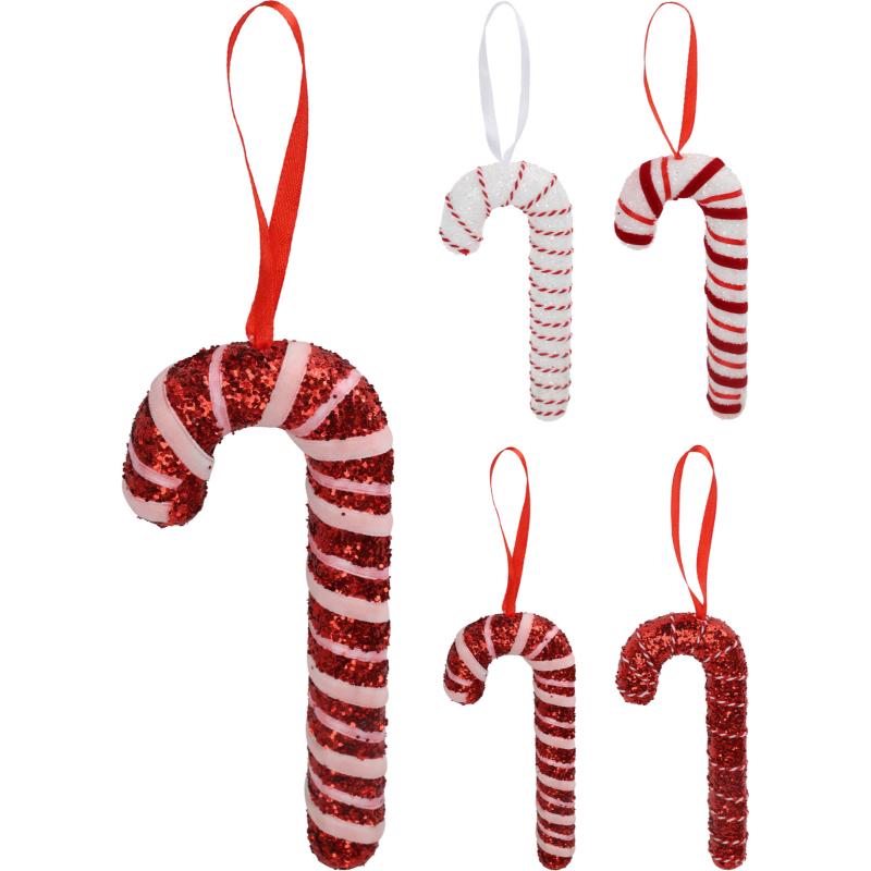 CANDY CANE HANGING DECORATIONS 32CM - ASSORTED DESIGNS