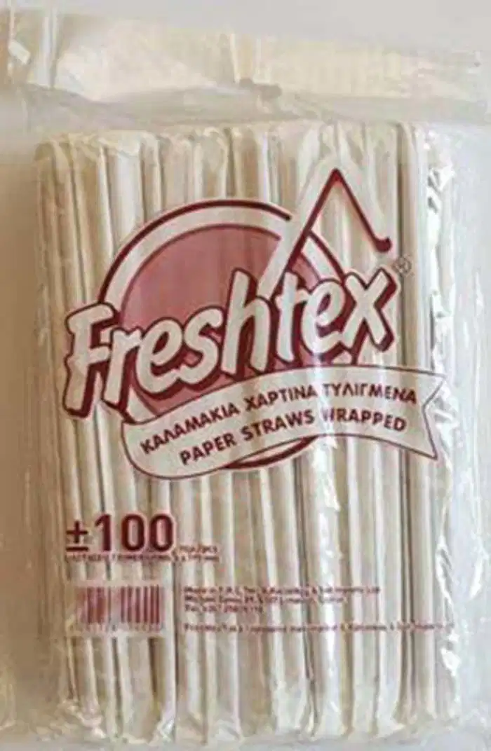 FRESHTEX PAPER STRAWS WRAPPED 100PCS