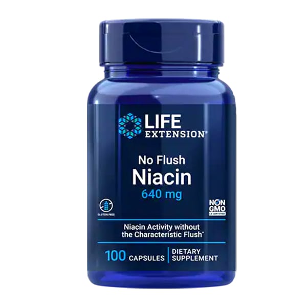 Life Extension No Flush Niacin 640mg (inositol hexanicotinate), 100caps