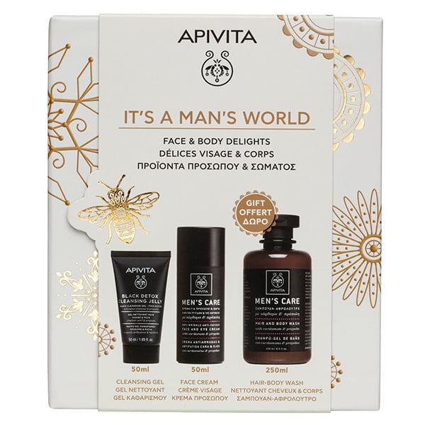 Apivita Pro Xmas Men Wrinkle Cream And Shampoo Gel