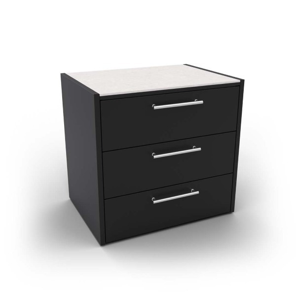 Κομμάτι Συρτάρι - Elysia - Μαύρο - 90x70xY92 εκ. / 3 Συρτάρια