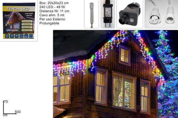 Λαμπακια LED Κουρτινα - Πολύχρωμα - 500xY75εκ 240LED