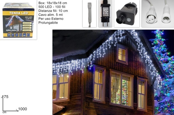 Λαμπακια LED Κουρτινα - Ψυχρό Λευκό - 1000xY75εκ 500LED