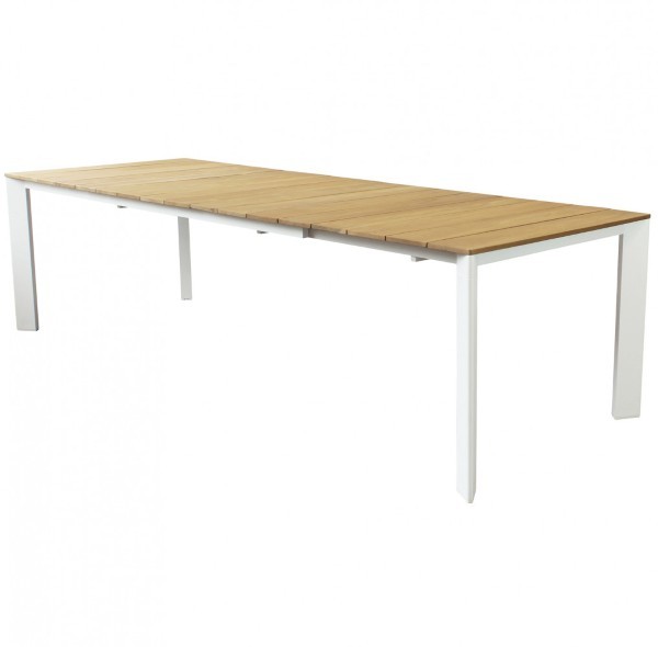 Τραπέζι Επεκτεινόμενο Εξωτερικού Χώρου - TULCÁN - Λευκό με Ξύλο Teak