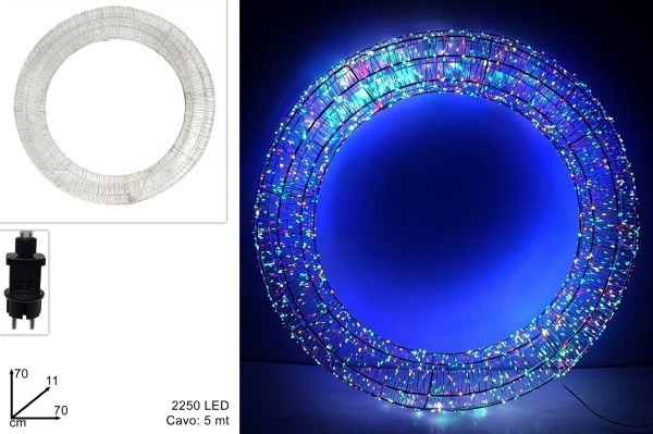 Φωτιζόμενο Στεφάνι 3D - Πολύχρωμο - Δ70εκ. (2250LED)