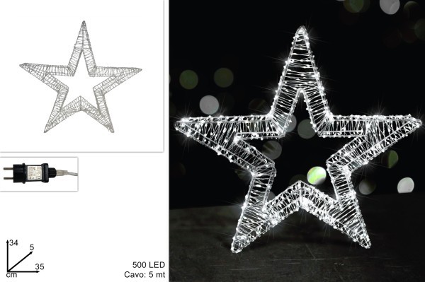 Φωτιζόμενο Αστέρι 3D - Ψυχρό Λευκό - 35xΥ34εκ (500LED)