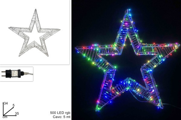 Φωτιζόμενο Αστέρι 3D - Πολύχρομο - 35xΥ34εκ - 500LED (RGB)