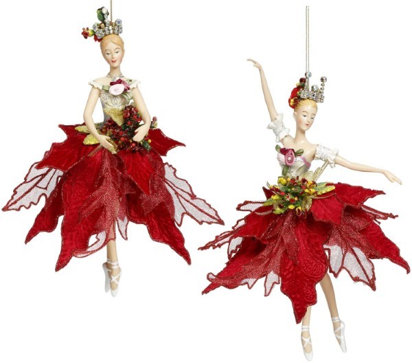 Ornament Ballerina - Flower - Red - 23cm (2 assorted designs)