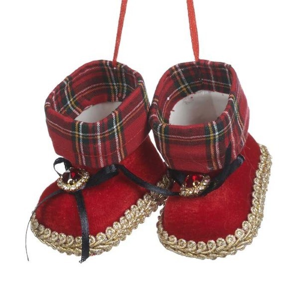 Ornament Boots - Scotish - Red/Green - 33cm