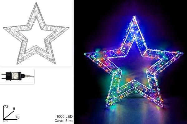 Φωτιζόμενο Αστέρι 3D - Πολύχρομο - 76xΥ73εκ (1000LED)