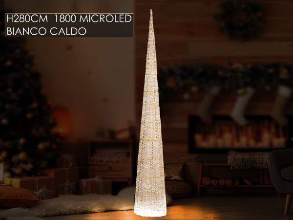 Φωτιζόμενο 3D Δέντρο – Θερμό Λευκό – Υ280cm (1800 MICROLED)