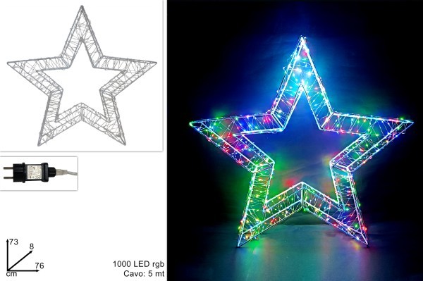 Φωτιζόμενο Αστέρι 3D - Πολύχρωμο - 76xΥ73εκ - 1000LED (RGB)