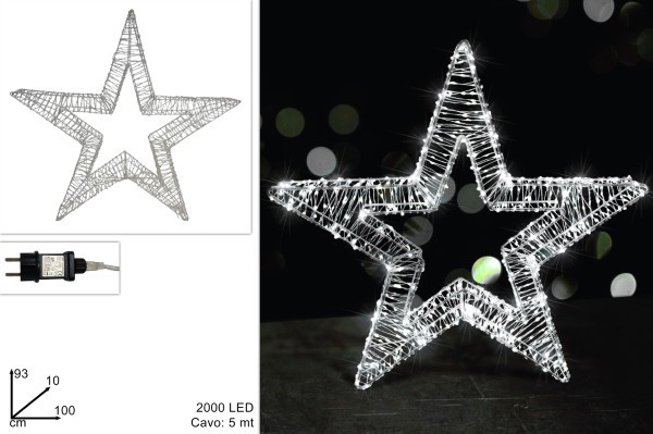 Φωτιζόμενο Αστέρι 3D - Ψυχρό Λευκό - 100xΥ93εκ (2000LED)