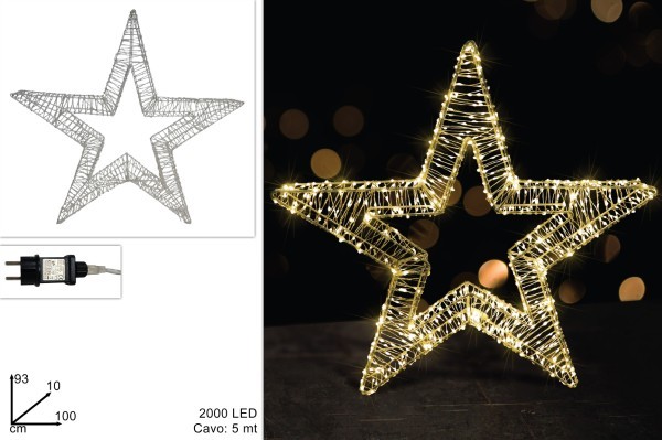 Φωτιζόμενο Αστέρι 3D - Θερμό Λευκό - 100xH93εκ (2000LED)