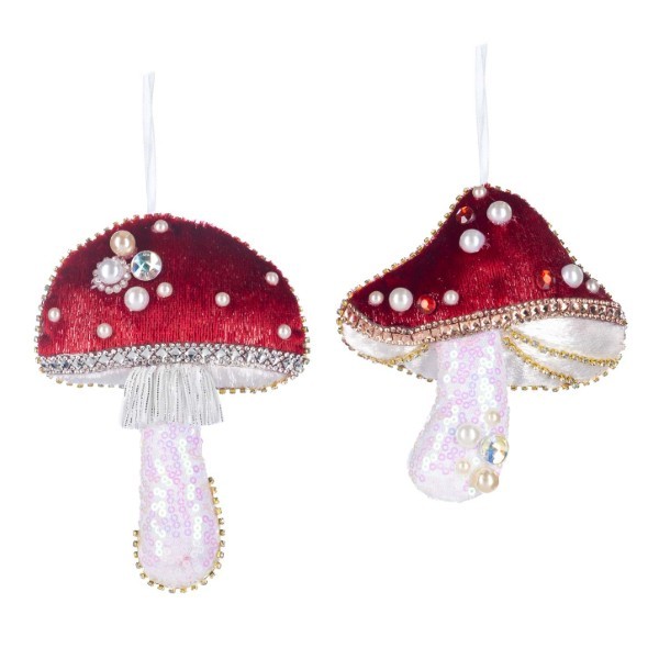 Ornament Mushroom - Red - 15cm (2 assorted designs)