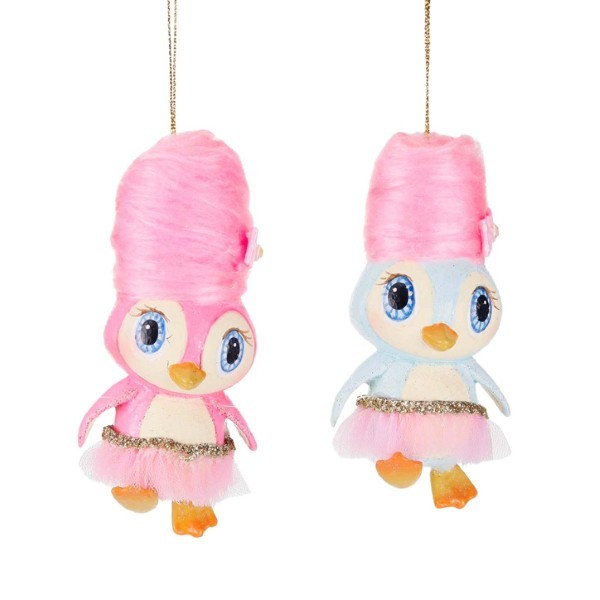 Ornament Penguin - Cotton Candy - Pink/Blue - 11cm (2 assorted designs)
