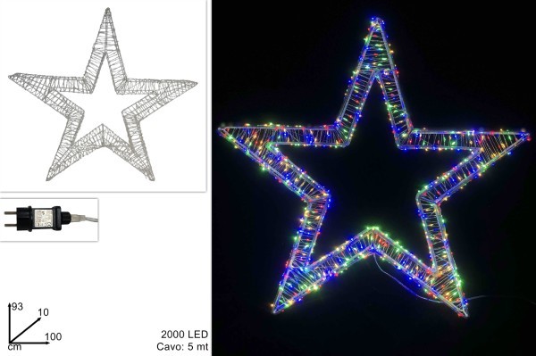 Φωτιζόμενο Αστέρι 3D - Πολύχρομο - 100xΥ93εκ (2000LED)
