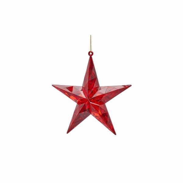 Στολίδι Αστέρι - Διαμαντένιο - Κόκκινο - 13,5x3,5cm