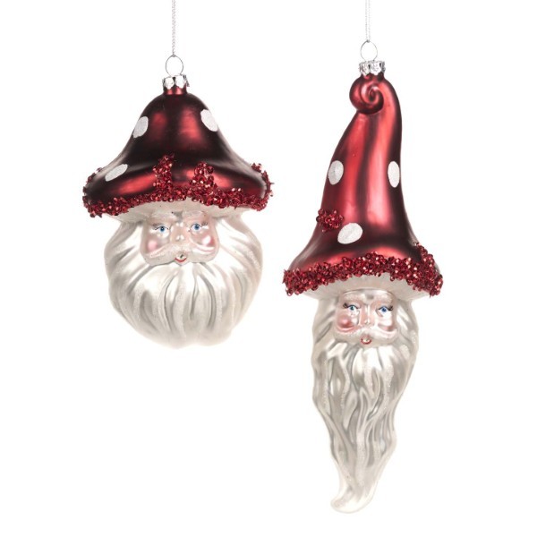 Ornament Santa - Mushroom - 9,5cm (2 assorted designs)