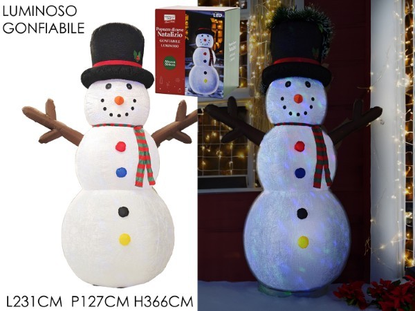 Φουσκωτός Χιονάνθρωπος – Λευκός – Υ366cm – LED