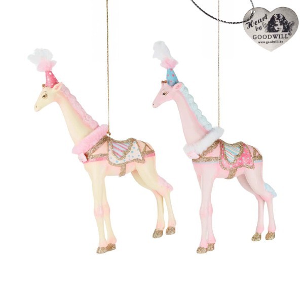 Ornament Giraffe - Cotton Candy - Pink - 25cm (2 assorted designs)