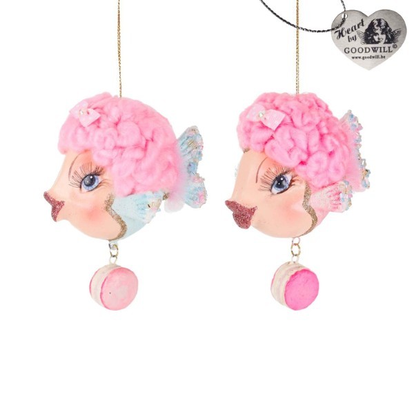 Ornament Fish - Cotton Candy - Pink - 12,5cm (2 assorted designs)