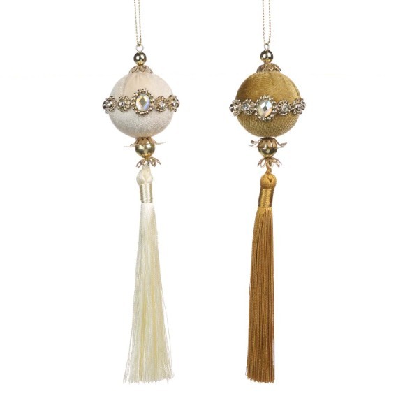 Ornament Ball - Jewel - White/Gold - 19cm (2 assorted designs)