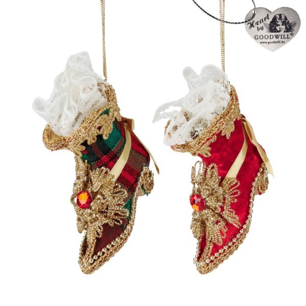 Ornament Shoe - Red/Green - 11cm (2 assorted designs)