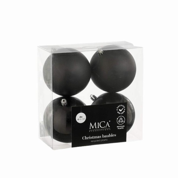 Στολίδι Μπάλα Σέτ - Μαύρο - Β10cm (4τεμ.)