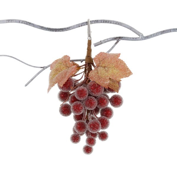 Decorative Branch with Clip - Grape - Burgundy - 23cm