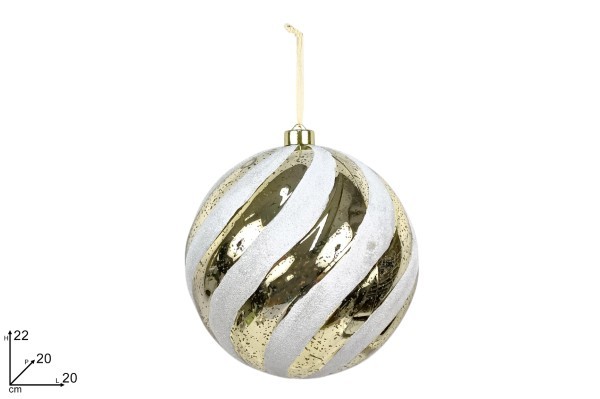 Στολίδι Μπάλα - Liora - Λευκό/Χρυσό - Δ.20εκ.