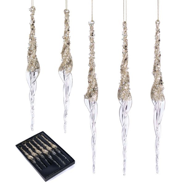 Ornement Drop Set - Jewel - Gold - H20/25cm (6 pcs)