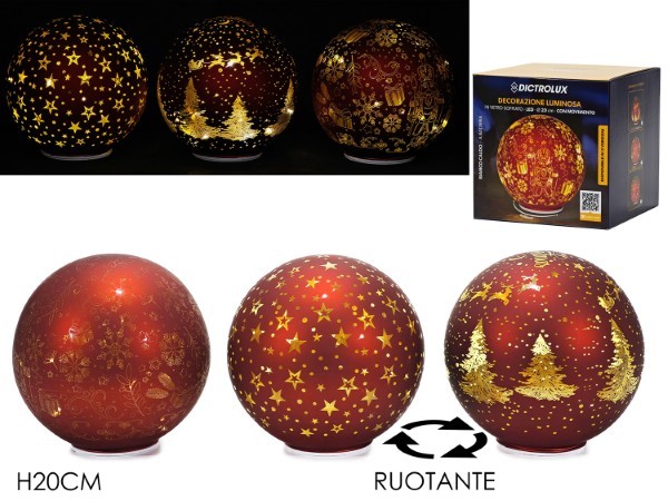 Διακοσμητική Μπάλα – Scene – Κόκκινο – Δ20cm – Κίνηση/LED (3 σχέδια)