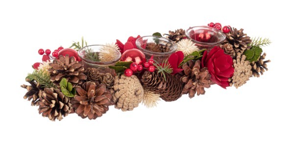 Κηροπήγιο - Alissa - Κόκκινο/Καφέ - 3θέσεις