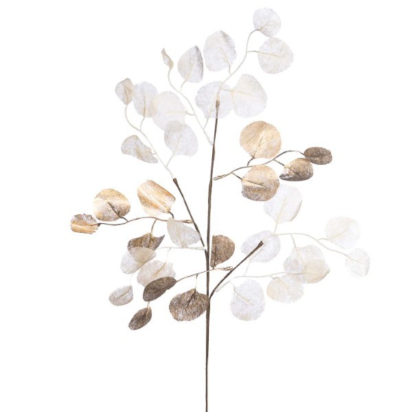 Decorative Branch - Petal Leaf - Gold/White - 70cm