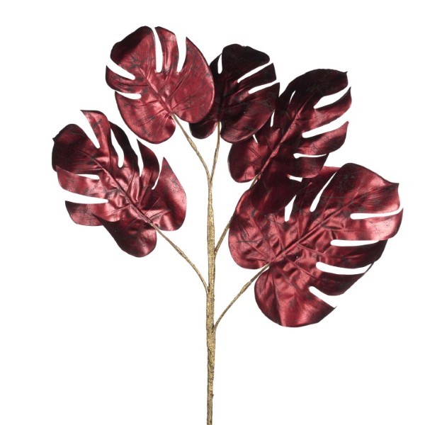 Decorative Branch Monstera - Burgundy - 78,5cm