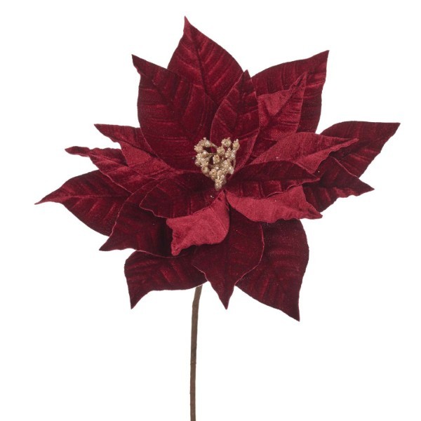Decorative Flower - Poinsettia - Burgundy/Gold - 61cm