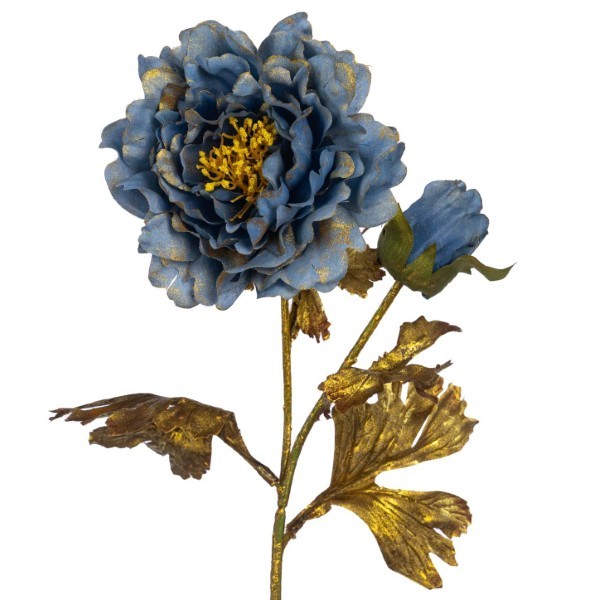 Decorative Flower - Magnolia - Blue/Gold - 59cm