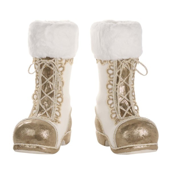 Decorative Boots Set - Santa - Gold - 38cm (2 pcs)