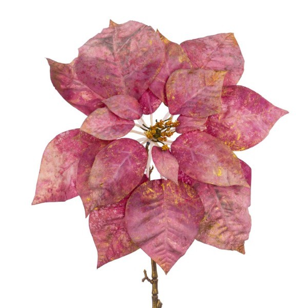 Decorative Flower - Ponsettia - Pink/Gold - 81cm