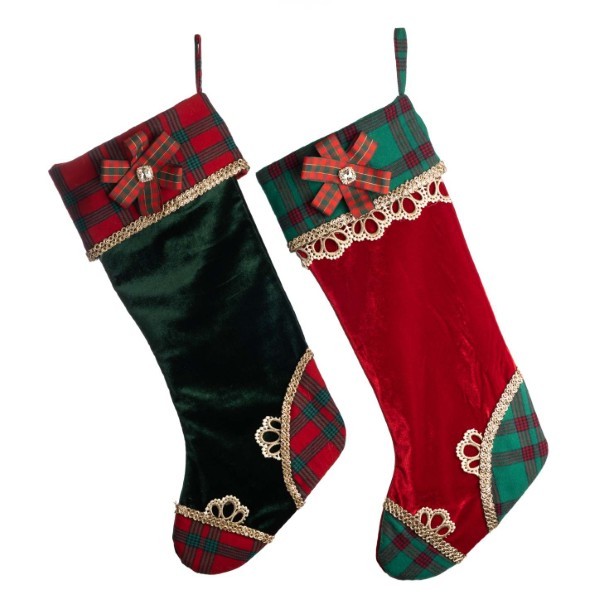 Decorative Stocking Sock - Red/Green - 54cm