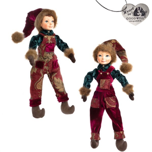 Decorative Santa Helper - Burgundy - 39cm (2 assorted designs)