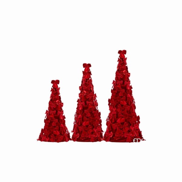 Σετ Διακοσμητικού Δέντρου - Φιόγκος - Κόκκινο - 3 τεμάχια