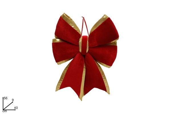 Διακοσμητικός Φιόγκος - Βελούδο - Κόκκινο/Χρυσό - 40xΥ56εκ
