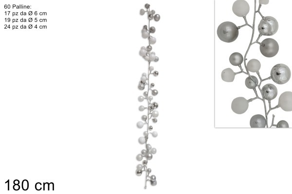 Χριστουγεννιάτικη Γιρλάντα – Frostina - Ασημί/ Λευκό – Υ180εκ.