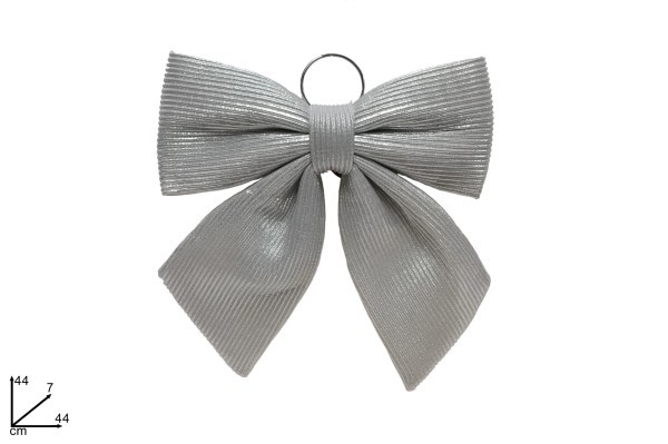 Διακοσμητικός φιόγκος - Ριγέ Ασημί - 44xΥ44εκ